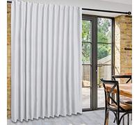 DWCN Rideaux de Porte coulissante pour Porte en Verre, séparateur de pièce occultant Thermique avec Languette arrière et Poche pour cloison de Chambre à Coucher Blanc grisâtre 100 x 108 cm