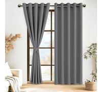DWCN Rideaux Occultants Isolant Thermique Anti Froid avec Embrasses, Rideaux pour Salon et Chambre à Oeillets, 2 Pièces, 167x228 CM (Largeur x Hauteur), Gris