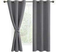 DWCN Rideaux Occultants Isolant Thermique Anti Froid avec Embrasses, Rideaux pour Salon et Chambre à Oeillets, 2 Pièces, 106x160 CM (Largeur x Hauteur), Gris
