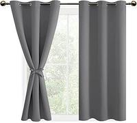 DWCN Rideaux Occultants Isolant Thermique Anti Froid avec Embrasses, Rideaux pour Salon et Chambre à Oeillets, 2 Pièces, 117x137 CM (Largeur x Hauteur), Gris