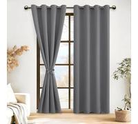 DWCN Rideaux Occultants Isolant Thermique Anti Froid avec Embrasses, Rideaux pour Salon et Chambre à Oeillets, 2 Pièces, 140x290 CM (Largeur x Hauteur), Gris