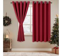 DWCN Rideaux Occultants Isolant Thermique Anti Froid, Rideaux à Oeillets pour Chambre Fille, Noël Rouge, 2 Pièces, 167x183 CM (Largeur x Hauteur), Rouge