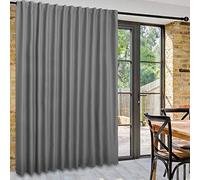DWCN Rideaux occultants Thermiques Extra Larges pour Porte en Verre, séparateur de pièce avec Languette arrière et Passe-Tringle pour séparation de Chambre à Coucher, 254 x 213 cm, Gris Clair