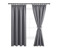 DWCN Rideaux Salon Occultant Galon Fronceur Thermique Anti Froid Rideau Cuisine avec Cravates Rideau, Rideau Balcon Extérieur Chambre Adulte Enfant, Gris, 167 x 183 cm (Largeur x Hauteur), 2 Pièces