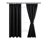 DWCN Rideaux Salon Occultant Thermique Anti Froid Rideau Cuisine avec Cravates Rideau, Rideau Balcon Extérieur Chambre Adulte Enfant Galon Fronceur, Noir - 167 x 183 cm (L x H), 2 Pièces