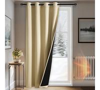 DWCN Rideaux Thermiques Occultants Double Épaisseur Anti-Froid, Rideaux Thermiques Occultants 100% Épais À Œillets pour Chambre À Coucher, Séparateur pour Salon, Beige Clair, 132x215 cm(LxH), 1 Pièce