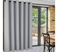 DWCN Total Privacy Rideau occultant de séparation de pièce, thermique, porte de terrasse, salon, chambre à coucher et espace de bureau partagé, 1 panneau à œillets, 2,5 m x 2,1 m de haut, gris argenté