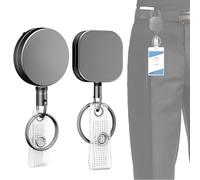 DWFEYOI 2 Pcs Porte Clé Rétractable Porte Badge Enrouleur Robuste de Badges Métal,Très Résistants Porte Badges Métallique avec Ressort Inoxydable 68 cm de Corde Nylon Clip de Ceinture Anneau de Clé