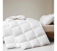 DWR Couette 135x200 cm 4 Saisons,Couette en Plumes d'oie et Duvet,Doux et Respirant 100% Coton Chaud 300 GSM,Certifiée Oeko-Tex et RDS,pour lit 1 Personne