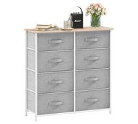DWVO Commode en Tissu avec 8 tiroirs, Commode pour Chambre à Coucher, Salon avec poignées, Dessus en Bois et Cadre en Acier Robuste, Gris Clair