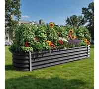 DWVO Jardinière surélevée en métal pour extérieur, 240x61x43 cm Kit de jardinière surélevée en acier renforcé en zinc-aluminium-magnésium pour le jardin avec joint de sécurité pour légumes, fleurs et