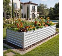 DWVO Jardinière surélevée pour Le Jardin, 1550 l, en Acier galvanisé de 0,35 mm, avec Bord de sécurité et 4 Barres de Support pour Fruits et légumes de Jardin (Argent, 240 x 120 x 54 cm)