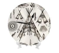 DWVTSLH Horloge murale en forme de tipi avec bandeau en plumes de 25,4 cm, silencieuse, sans tic-tac, horloge murale moderne à piles - Horloges murales décoratives pour chambre à coucher, salon