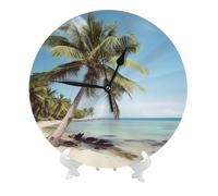 DWVTSLH Horloge murale moderne avec palmier de plage de 25,4 cm, silencieuse, sans tic-tac, fonctionne à piles, horloge murale décorative pour chambre à coucher, salon, cuisine, bureau, idée cadeau