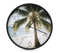 DWVTSLH Horloge murale tropicale de 25,4 cm, silencieuse, sans tic-tac, horloge murale moderne, fonctionne à piles, horloge murale décorative pour chambre à coucher, salon, cuisine, bureau, idée