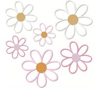 dwxnauixl Magnifique Collection d'art Mural Marguerite, 6 pièces, décoration Murale Blanche Assortie, Jolie Voiture S, décor de Chambre Pastel Doux,