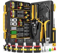 DxCRIMP Kit Pince à Sertir Connecteur Étanche Auto, 1-6 Pins, 3 Outils | Connecteurs mâles et femelles 24-14 AWG, pince à sertir, pince à dénuder et extracteur. Faisceaux pour auto, moto, camion.