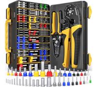 DxCRIMP Kit Pince à Sertir Embouts de Câblage avec Pince à Dénuder - Sertissage Hexagonal 0,25-25 mm² (AWG 24-4) - 42 Types Embouts Isolés et Non Isolés - Outil Pro pour Électricien, Automate PLC