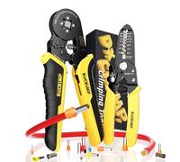 DxCRIMP Pince à Sertir Embouts de Câblage (0,25-10 mm² / AWG 24-8), Kit Outil Électricien Pro avec Pince à Dénuder, Sertissage Carré pour Cosses Électriques