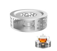 DXIA Chauffe-théière Noir en Acier Inoxydable avec Porte, Chauffe-Eau Chauffe-thé, radiateur à Base Ronde avec Chandelier, pour Conserver la Chaleur du thé, du café, du Lait (15 * 15 * 5cm)