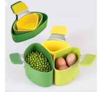 DXIA Lot De 3 Paniers De Cuisson à La Vapeur en Silicone Triple Séparation, Ensemble De 3 Diviseurs De Casserole, Gadgets De Cuisine, avec Poignée pour Diamètre 18 Cm Et Profondeur 8 cm