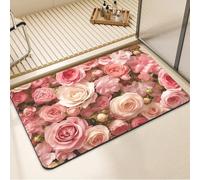 DXomhl Tapis de Bain Antidérapant en Caoutchouc, Super Absorbant Tapis de Douche, Fin, Lavable, Séchage Rapide pour Baignoire et Salle de Bain Pink 70x140cm 7-1026