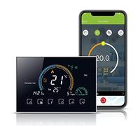 DXstring Thermostat Connecté pour Chaudiere Gaz, Thermostat Intelligent avec écran Tactile, Compatible avec Alexa Google Home, Prise en Charge de la Commande Vocale à Distance et avec écran LCD, Noir