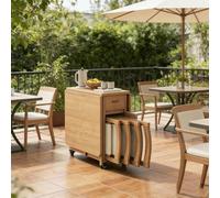 DXYQXL Ensemble de table en bois avec 6 chaises pliantes, design extensible mobile pour cuisine et salle à manger, parfait pour les restaurants et les espaces de vie