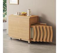 DXYQXL Table pliante en bois avec 6 chaises, ensemble de salle à manger extensible pour cuisine et salon, table mobile pour restaurant, design peu encombrant