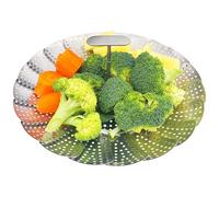 Dyaucwpo Panier Vapeur INOX, Pliable Panier à Vapeur pour Légumes 16-25.4cm | Paniers Cuit-Vapeur Inoxydable à Manche Télescopique, Panier pour Cuire à la Vapeur, Pliable Vegetable Steamer Accessoire