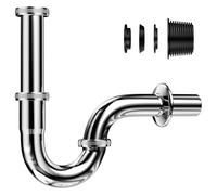 Dyaucwpo Siphon en Acier Inox 1 1/4 x 32mm, Siphon de Lavabo, Set de Vidange Chromé, Universel Tube Siphon de Lavabo, Tuyau d'Évacuation, Bonde Vidage Syphon Réglable en Hauteur, pour Lavabos, Éviers