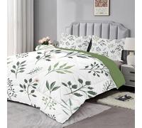 dyausi Couette 140x200 imprimée Plante à Feuilles - Couette Réversible et 1 Taie d'oreiller 65x65 cm - Toutes Saisons Édredon 1 Personne Lavable en Machine - Vert