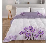 dyausi Couette 260x240 cm - Couette imprimée Floral 3 Pièces - Édredon et 2 Taies d'oreiller pour lit 2 Personnes - Couette Toutes Saisons Lavable en Machine - Violet