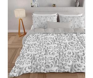 dyausi Couette 260x240 cm - Couette imprimée Floral 3 Pièces - Édredon et 2 Taies d'oreiller pour lit 2 Personnes - Couette Toutes Saisons Lavable en Machine - Gris