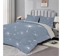 dyausi Couette 260x240 imprimée Floral 3 Pièces - Édredon et 2 Taies d'oreiller pour lit 2 Personnes - Couette Toutes Saisons Lavable en Machine - Bleu