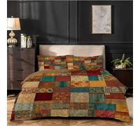 dyausi Housse de Couette 240x260 Couleur Patchwork Parure de Lit 2 Personnes Adulte Rétro Bohème Housses de Couettes en Microfibre Imprimée et 2 Taie d'oreiller 65x65 cm