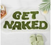 DyeFury Tapis de bain amusant Get Naked vert - Tapis de salle de bain mignon, décoration de salle de bain, antidérapant vert sauge 46 x 79 cm