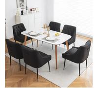 DYHOME Lot de 6 Chaises Salle à Manger, Chaise en Simili-daim Avec Poignée Noir, Moderne Luxe Chic, Noir