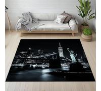 Dyjuaa New York Pont De Brooklyn Paillasson Entrée Intérieur 80x120 cm, Statue de la liberté Tapis Lavable en Machine Antidérapant Rugs Moquette Poil Ras Doux pour Chien, Cuisine, Porte et Couloir