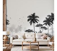 Dyjuaa Papier Peint Intissé 400x280 cm Forêt Tropicale Humide Papier Peint Panoramique Plante Jungle Revetement Mural Palmier Tropical Décoration Murale pour Salon Chambre à Coucher d'Enfant