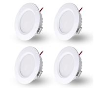 DYKUWEY Spot LED Encastrable 230V 3W, LED Spot Etanche Salle de Bain IP44, Spots de plafond Trou Φ55-58mm, Extra Plat 15mm, Spots Encastrés Pour cuisine chambre, Lot de 4 (Blanc,Blanc Froid 6000K)