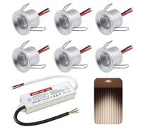 DYKUWEY Spot LED Encastrable 2W,12V Spots Plafond,IP65 Spot Salle de Bain,mini spot Led Extra Plat 19mm,Trou Φ25-28mm spot encastrable pour Cuisine Salon Carport,Lot de 6(Argenté Blanc Naturel 4000k)