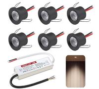 DYKUWEY Spot LED Encastrable 2W, 12V Spots Plafond,IP65 Spot Salle de Bain,mini spot Led Extra Plat 19mm,Trou Φ25-28mm spot encastrable pour Cuisine Salon Carport,Lot de 6 (Noir, Blanc Naturel 4000k)