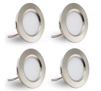 DYKUWEY Spot LED Encastrable,Spot led 12V Dimmable,3W spot encastrable extra Plat 14mm, IP44 spot salle de bain Trou 55mm,spots de plafond pour camping-car cuisine,Lot de 4 (Nickel Blanc Chaud 3000k)