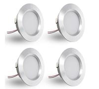 DYKUWEY Spot LED Encastrable,Spot led 12V Dimmable,3W spot encastrable extra Plat 14mm, IP44 spot salle de bain Trou 55mm,spots de plafond pour camping-car cuisine,Lot de 4 (Argenté Blanc Chaud 3000k)