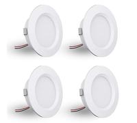 DYKUWEY Spot LED Encastrable,Spot led 12V Dimmable,3W spot encastrable extra Plat 14mm, IP44 spot salle de bain Trou 55mm,spots de plafond pour camping-car cuisine,Lot de 4 (Blanc,blanc Chaud 3000k)