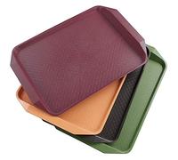 Dynko Lot de 4 Plateau de Service en Plastique Rectangulaire, Plateau Fast Food, Rectangle Plateaux de Service