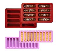 DYOUen Lot de 2 moules en silicone pour barres de céréales - 8 cavités - Antiadhésif - Pour chocolat, pain, muffin, brownie, gâteau au fromage (rouge sang de bœuf) (rouge sang de bœuf)