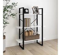 DYRJDJWIDHW Bibliothèque Blanche 80x30x105 cm Bois d'Ingénierie Étagère à Livres avec Cadre Métallique 3 Niveaux Rangement Design Industriel Moderne pour Salon Bureau