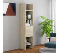 DYRJDJWIDHW Bibliothèque Chêne Sonoma 40x35x180 cm Bois d’ingénierie Étagère Moderne Rangement Livres 4 Compartiments 2 Tiroirs Meuble Salon Bureau Solide Design Contemporain Durable Facile Nettoyer